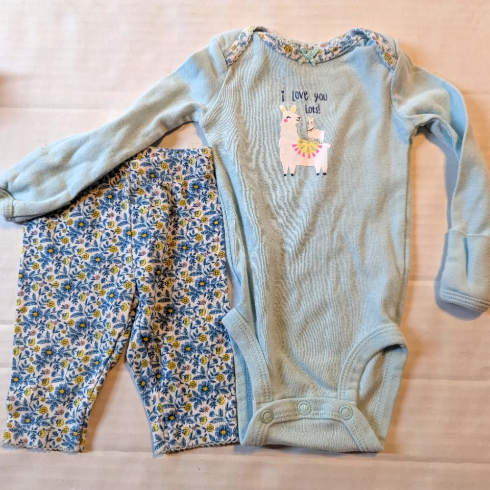 Infant Girls NewBorn Onesies Sets With Pants Set Of 3 New And Like New